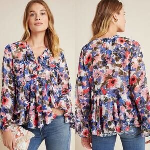 MISA Tie Dye Floral Blouse Top